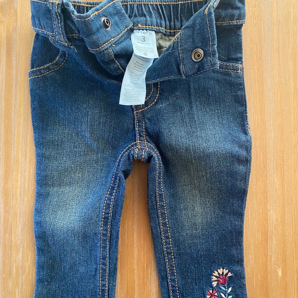 💚 3/$25 Carter Boho Hippie Embroidered top& jeans - Picture 2 of 4